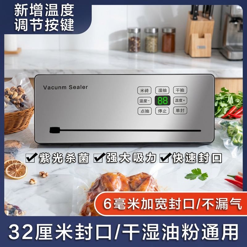 家用小型保鲜机一体机抽真空机塑封机可调温度食品真空包装封口机