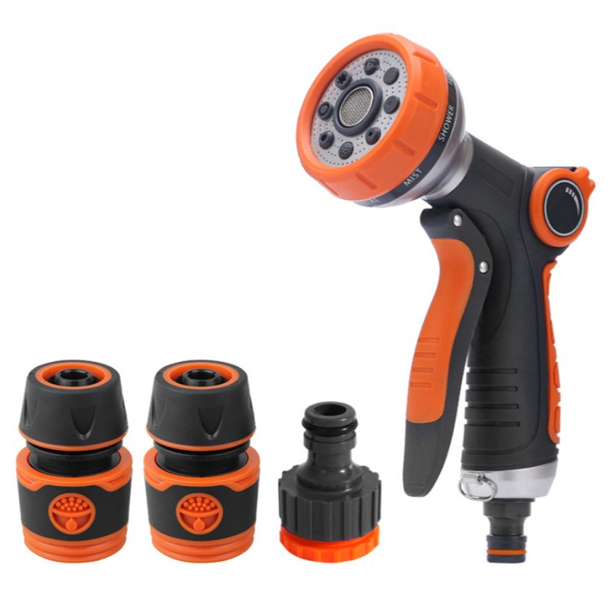 Snjue en stock 8 función pegamento recubierto traje de pistola de agua con válvula reguladora pistola de pulverización de agua transfronteriza Venta caliente lavado de coches traje de pistola de agua