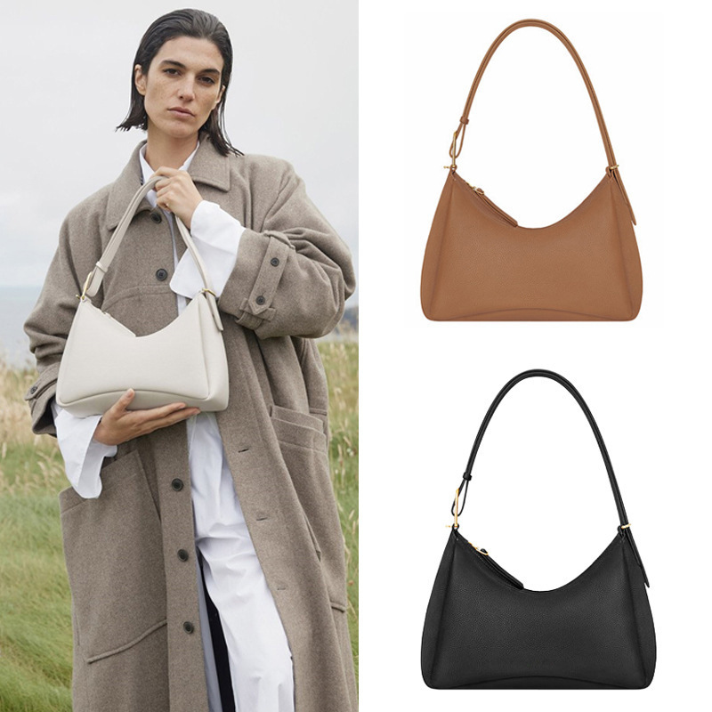 Polene French Niche Brand 2026 Spring New Style Cowhide Casual Elegant Genuine Leather Single-Shoulder Underarm Ol Commuter Bag