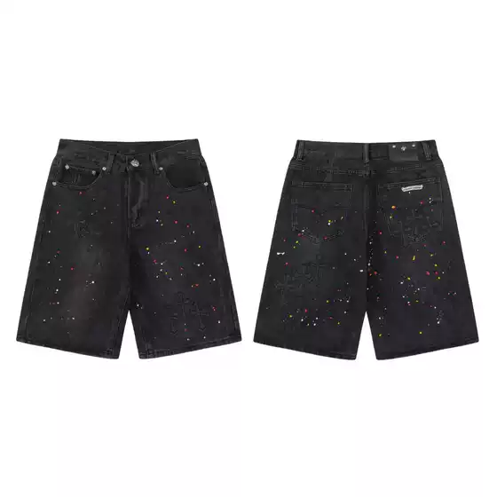 2026 Spring/Summer New Cross-Border Ch Chrome Cross Embroidery Vintage European and American Style Loose Denim Shorts Trend