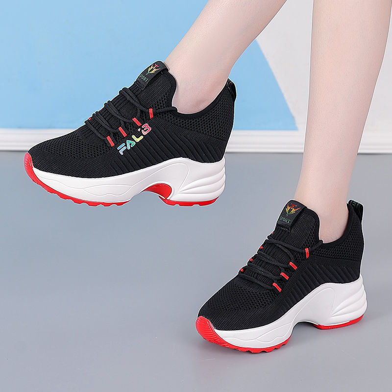 Inner height travel shoes women's shoes spring and autumn 2022 new versatile black thick-soled comfortable breathable soft-soled casual shoes Inner height travel shoes women's shoes spring and autumn 2022 new versatile black thick-soled comfortable breathable soft-soled casual shoes