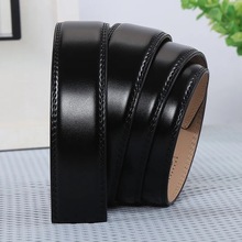 3.5无扣头带身自动扣真牛皮男式腰带富力纹简约商务男式裤带可定
