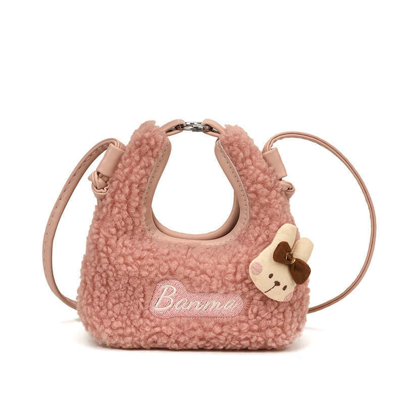 2025 otoño y invierno nuevo bolso infantil lindo peluche conejo pequeño bolso de cambio bebé mini bolso de hombro para hombres y mujeres