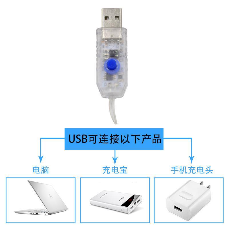 Amazon nueva cortina de luz de la secuencia de Navidad 16 color USB alambre de cobre de color de luz LED de control remoto RGB cortina de alambre de cobre Cadena de luz