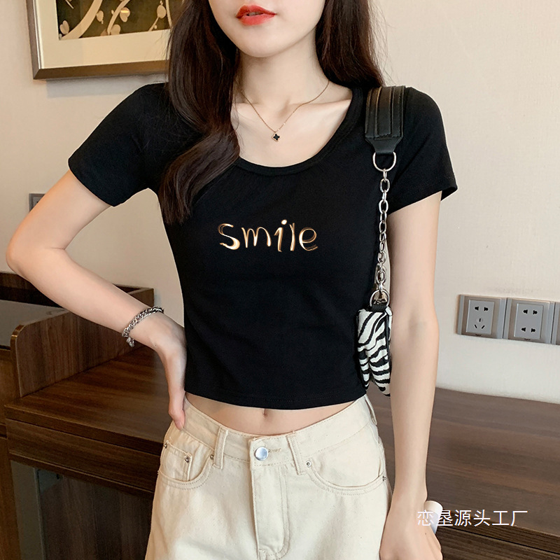 Navel-Baring Short-Sleeved Shirt for Women 2025 New Style Black Belly Button Tight-Fitting High-Waisted Bottoming Shirt Short Top for Summer Inner Wear Navel-Baring Short-Sleeved Shirt for Women 2025 New Style Black Belly Button Tight-Fitting High-Waisted Bottoming Shirt Short Top for Summer Inner Wear