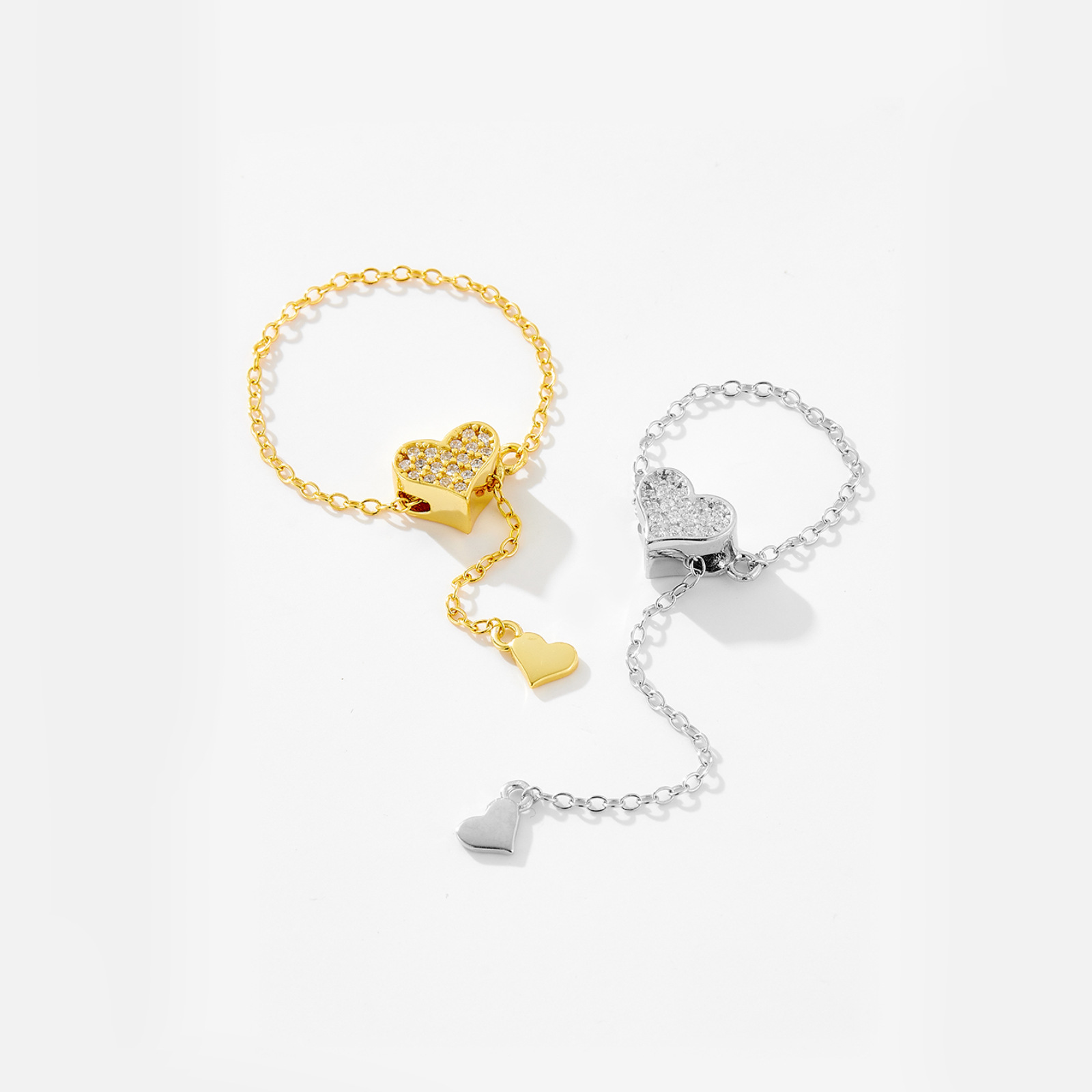4g Weight 0.05µm-0.08µm Gold Plating Thickness Electroplating Gold Plating Process 18K Real Gold Plated Plating Material Zircon Inlay Material 925 Sterling Silver Heart Shape Rings