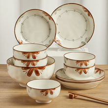 陶瓷吃饭碗家用2022新款日式盘子餐具吃饭碗汤碗特别好看面碗山茶