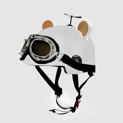 and Women, Summer Sun Protection Motorcycle – Motosiklet kaskı (dəbilqə) - 3c-white-sunscreen-glasses-white-brown-bear-ears-free-black-windmill