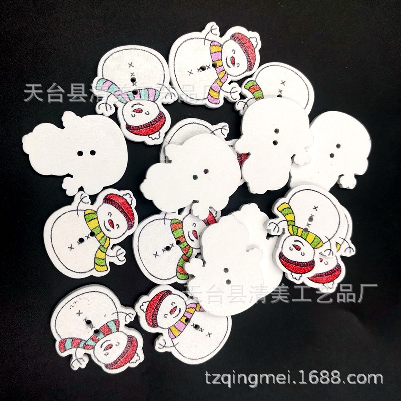 De madera de dibujos animados muñeco nieve Navidad artesanía decorativa pintada botones 50 unidades un paquete