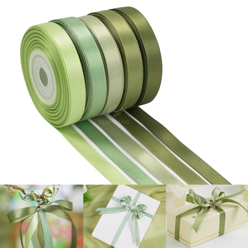 Cross-Border Set 5-Roll Set 1cm Double-Sided Polyester Ribbon Gift Box Packaging Ribbon Handmade DIY Hair Accessories