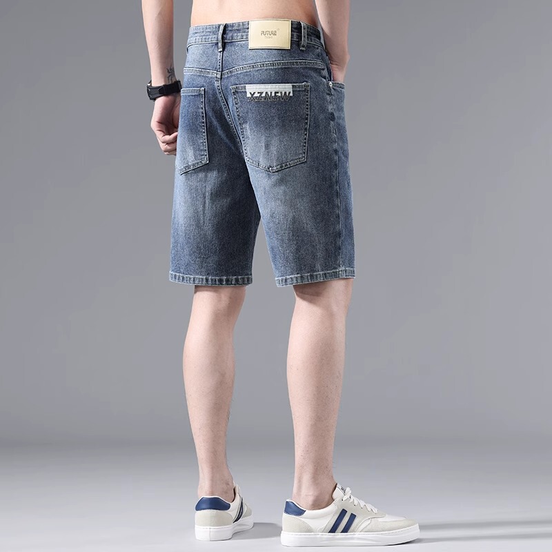 Light-Colored Denim Shorts Men's Summer Thin Loose Straight Ice Silk Mid-Length Pants 2025 New Elastic Five-Point Shorts Light-Colored Denim Shorts Men's Summer Thin Loose Straight Ice Silk Mid-Length Pants 2025 New Elastic Five-Point Shorts