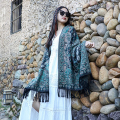 New Yunnan Dali Travel Retro Ethnic Women's Outerwear Shawl with Core-Spun Fabric Embroidery and Thick Tassel Scarf