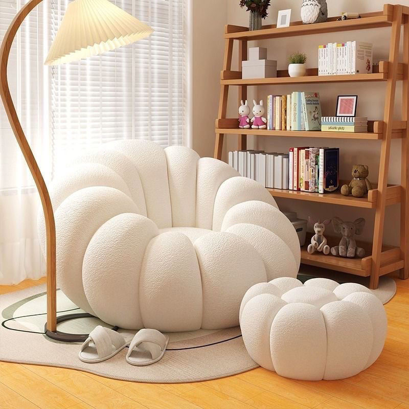 Vacuum Compressed Pumpkin-Shaped Lazy Sofa, Suitable for Lying down and Sleeping, Single Sofa in Cream Style for Bedroom, Living Room, or Balcony Vacuum Compressed Pumpkin-Shaped Lazy Sofa, Suitable for Lying down and Sleeping, Single Sofa in Cream Style for Bedroom, Living Room, or Balcony