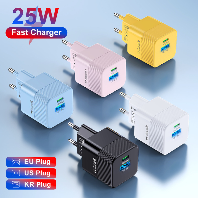 QC3.0 PD25w fast charging color charger portable travel charger PD25W fast charging head