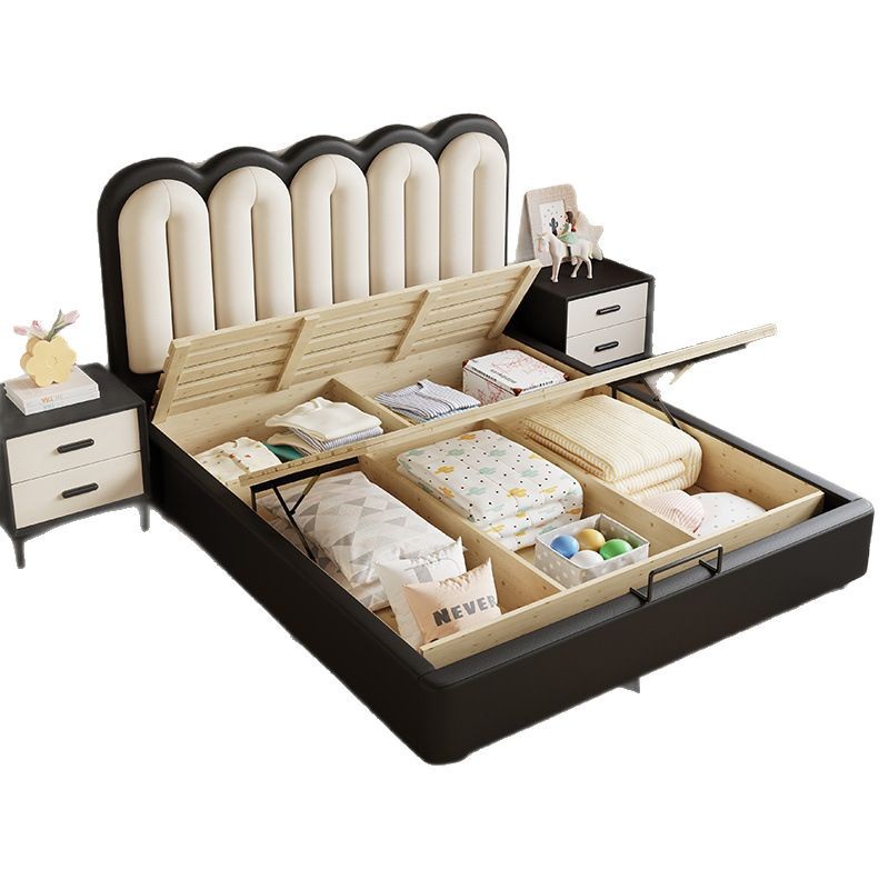 Retro estilo francés cama de cuero ecológico para el dormitorio principal y secundario paquete blando para dos personas cama de cuero para niños