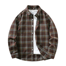 跨境欧美外贸男装亚马逊春秋冬新款格子休闲衬衣男士衬衫工厂直销
