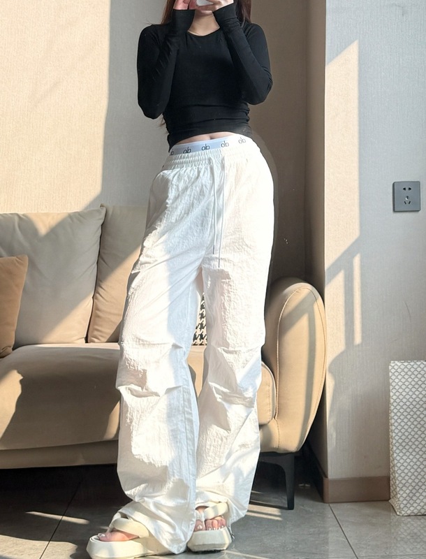 （源头工厂现货）ALO双腰头休闲慵懒宽松显瘦抽绳百搭运动裤长裤|undefined