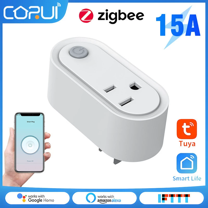 NEO Tuya ZigBee 3.0 Smart US Plug Socket 15A, подключенный к шлюзу Tuya, может голосовое управление