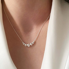ins韓国全体S925スターリングシルバーキャッツアイビーズスネークボーンチェーンレディースニッチデザインライトラグジュアリーハイエンドシンプル鎖骨チェーン