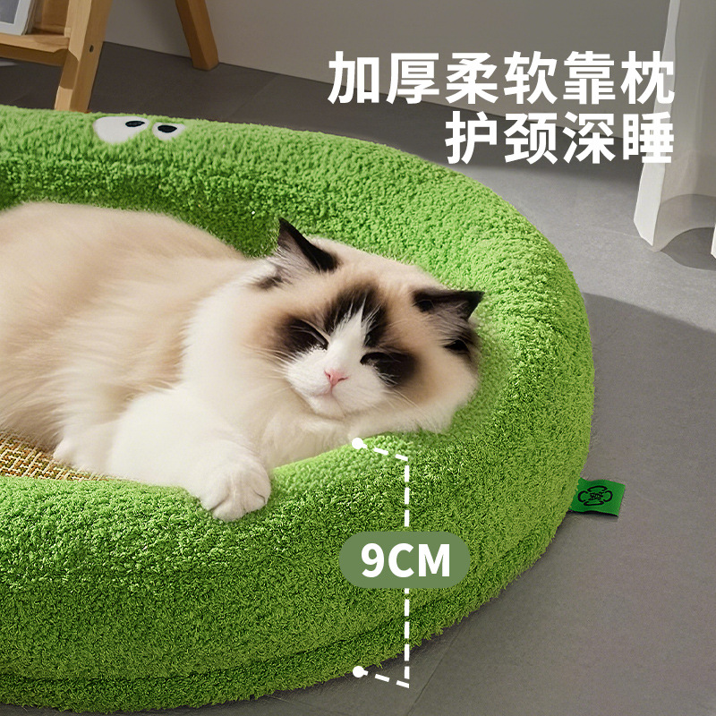 Bordado de ojos grandes, linda alfombra para mascotas, nido para gatos ovalado, nido de verano, perrera para dormir, alfombra de hielo para gatos, transfronterizo