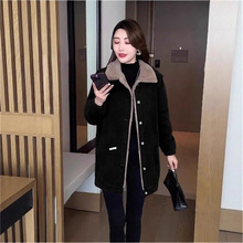 中长款加绒大码外套女冬季新款时尚宽松风衣女中年妈妈高档夹克女