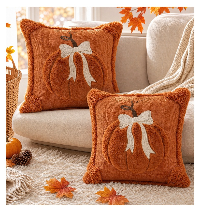Neue Chenille-Stickerei Kürbis Kissenbezug Maßanfertigung Halloween Kissenbezug Amazon Thanksgiving Sofa Dekoration Kissen Überzug