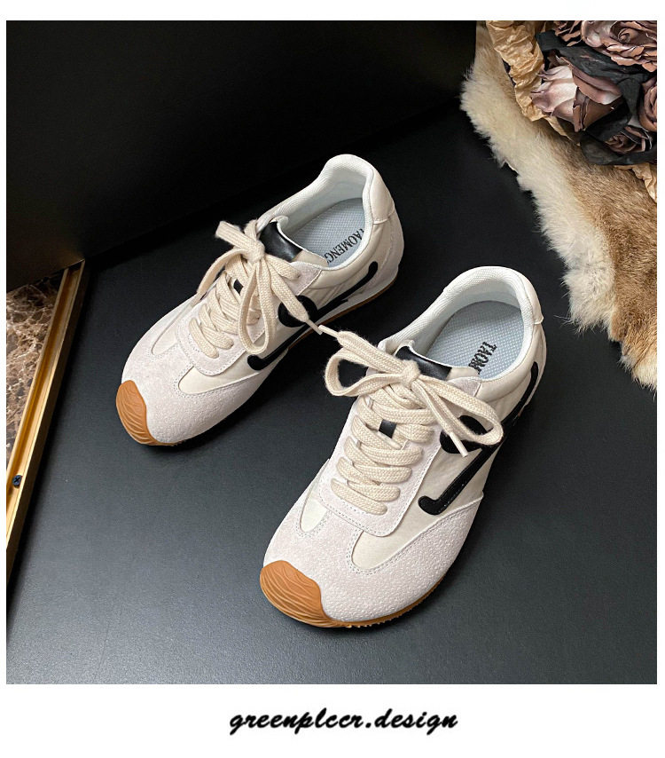 Giày sneaker nữ dáng Agandexun buộc dây tăng chiều cao bên trong 5 cm, mũi tròn, phong cách casual — Màu hồng, Màu nâu đậm, Màu xám, Màu đen chi tiết 33