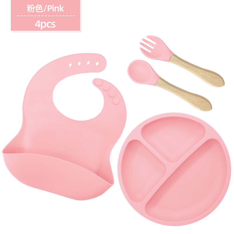 Conjunto de cubiertos de silicona para niños cubiertos de alimentación de grado alimenticio para bebés cubiertos de alimentación integral a prueba de caídas tazón taza de paja