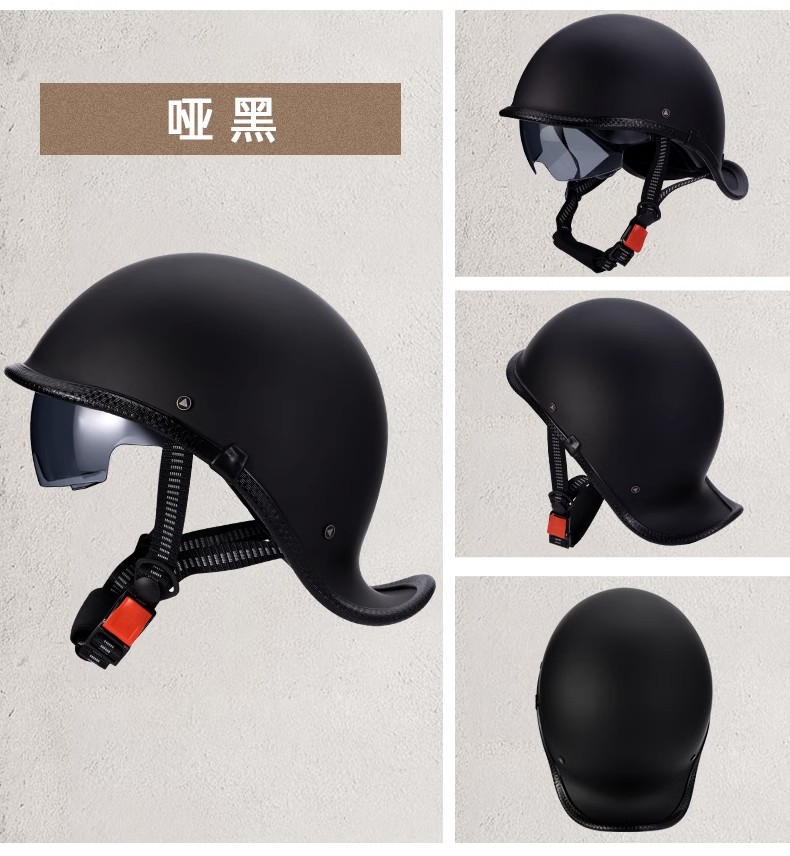 Electric Motorcycle Helmet Retro Sao Helmet Men's and Women's Half Helmet Motorcycle Summer Scoop Helmet Personality Four Seasons Universal Safety Helmet
