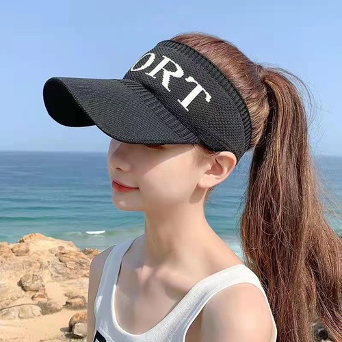 Sun-Protective, Breathable Visor Hat for Women—Outdoor Sports, Spring/Summer, Trending Online, Knitted Sun Hat for Running & Cycling