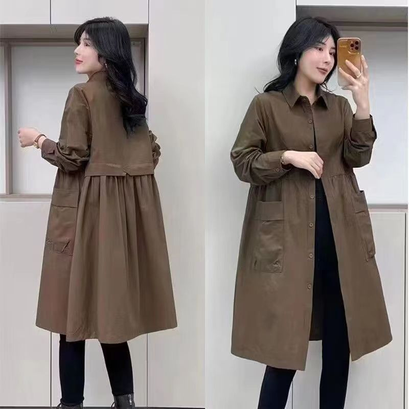 Cross-border New Autumn and Winter Mid-length Women's Coat Long-sleeved Shirt Sun-proof Korean-style Loose Fashion Coat Thin Coat