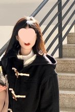 牛角扣毛呢外套女春夏新款韩版休闲小个子中长款学院风外套呢子衣