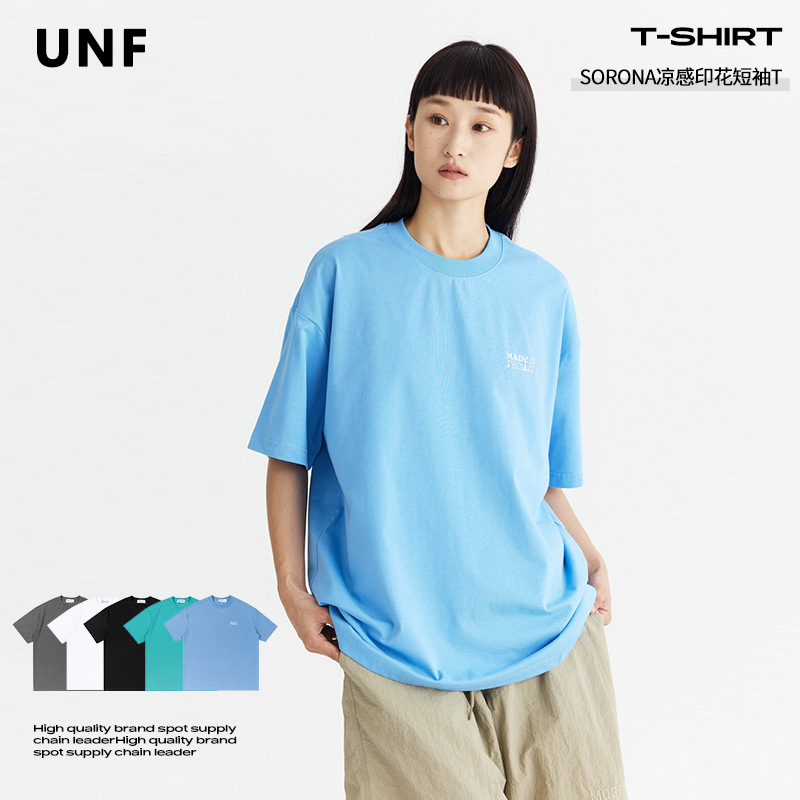 UNF 索罗娜冰感透气Tee镜像字母印花基础款防晒短袖户外T恤男女款
