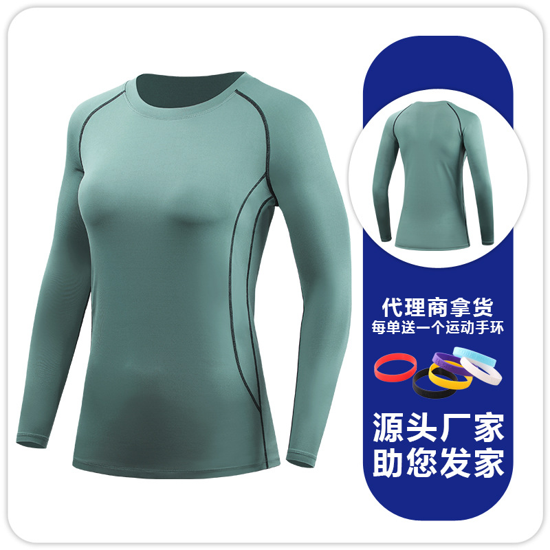 Camiseta Deportiva de Manga Larga para Mujer F8021 Seda de Leche Secado Rápido para Yoga y Running