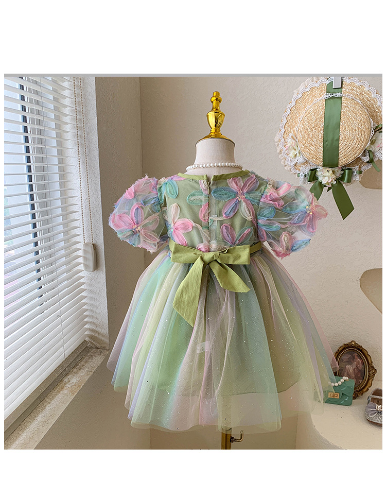 Title 7, Vestido de malla esponjoso y moderno para niñas...