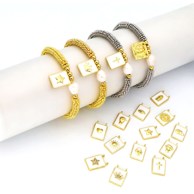 Enamel, Plating Design Copper Enamel Plating Virgin Mary Star Heart Shape Bracelets