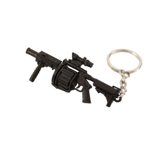 Peace Elite Peripheral Metal Pendant Mini Alloy Gun Chicken Grenade Launcher Keychain 7cm