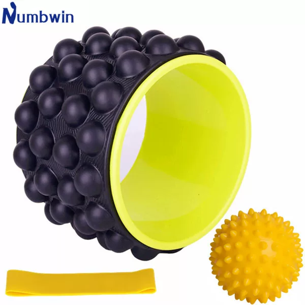 Big round point yoga wheel three-piece latex abuse hip ring hardness fascia ball open back curved Damo wheel yoga equipment