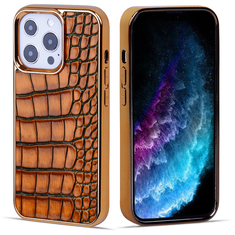 新款奢华手机壳适用于苹果iPhone13鳄鱼纹牛皮贴皮手机壳少量现货