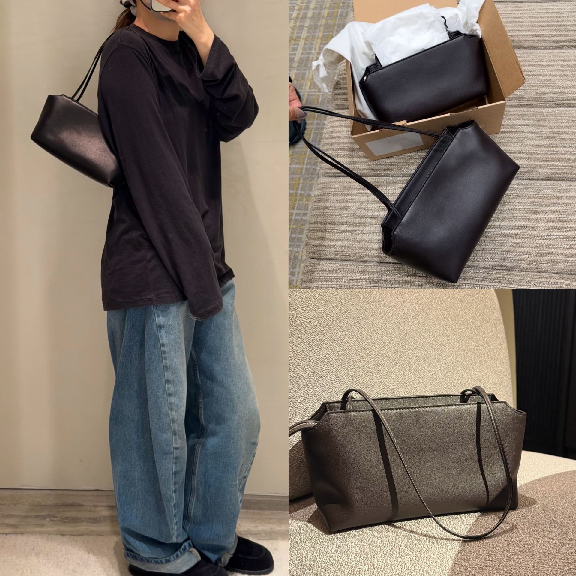 New Niche Row Terrasse to Go Tote Bag, Sheepskin Mini Underarm Bag, Genuine Leather Commuter Shoulder Bag