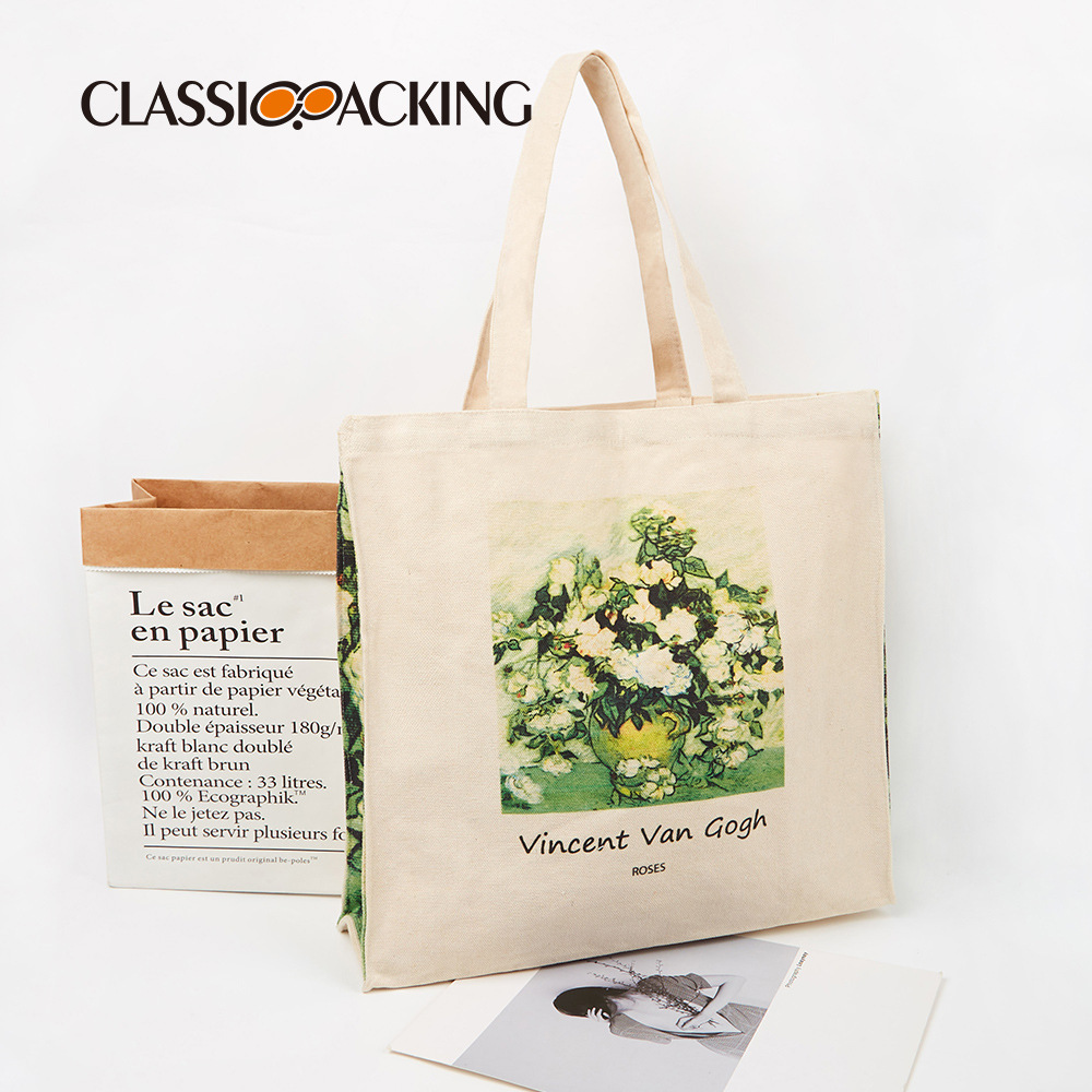 Estilo moderno simple bolso de la lona material de gran capacidad bolso japonés y coreano ins bolso con logotipo impreso