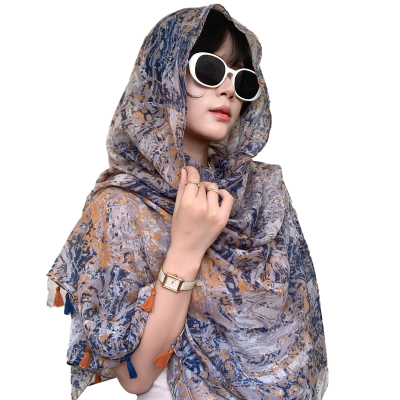 Chal de verano con falda, estampado de verano, nuevo estilo chino, bufanda de seda con hebilla, chal de protección solar, chaleco pequeño