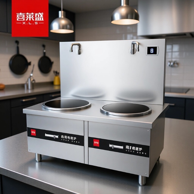 喜莱盛商用电磁炉大功率电磁大锅灶15KW双头平头炉201材质