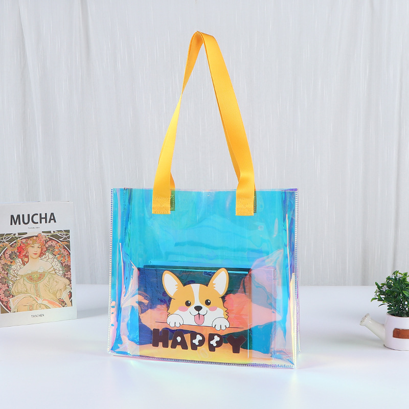 Bolsa de mano láser de PVC personalizada exhibición de regalos transparentes bolsas de regalo coloridas paquetes de gelatina transparentes personalizados