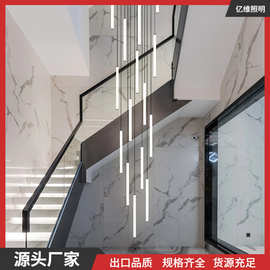 楼梯吊灯复式楼别墅现代简约公寓旋转LOFT长吊灯客厅楼梯间长条灯