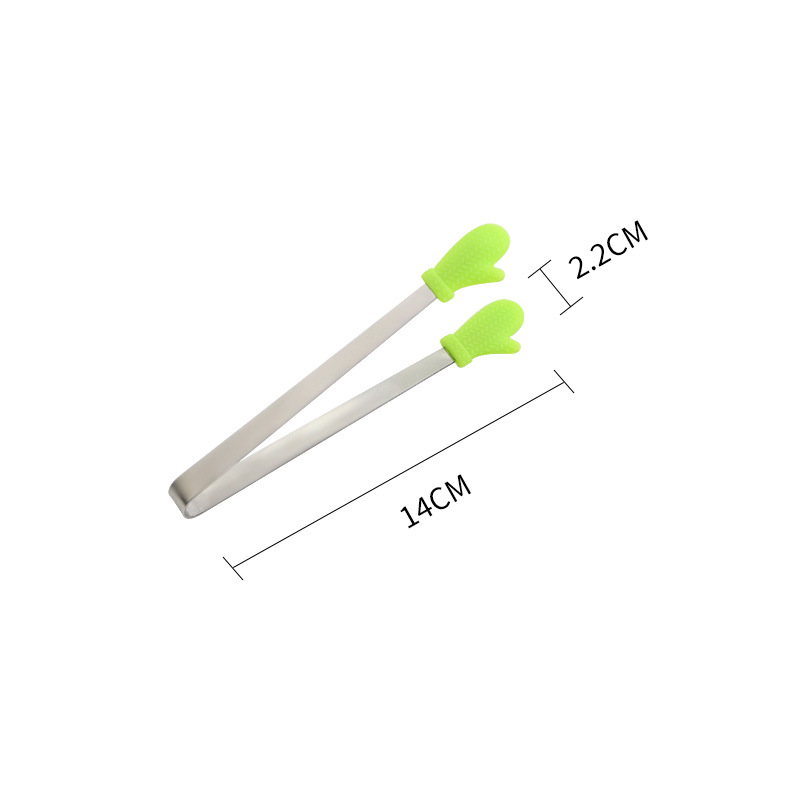 Lindo clip de hielo de silicona de palma pequeña antideslizante mini clip de comida de acero inoxidable clip de comida de postre de silicona clip de azúcar