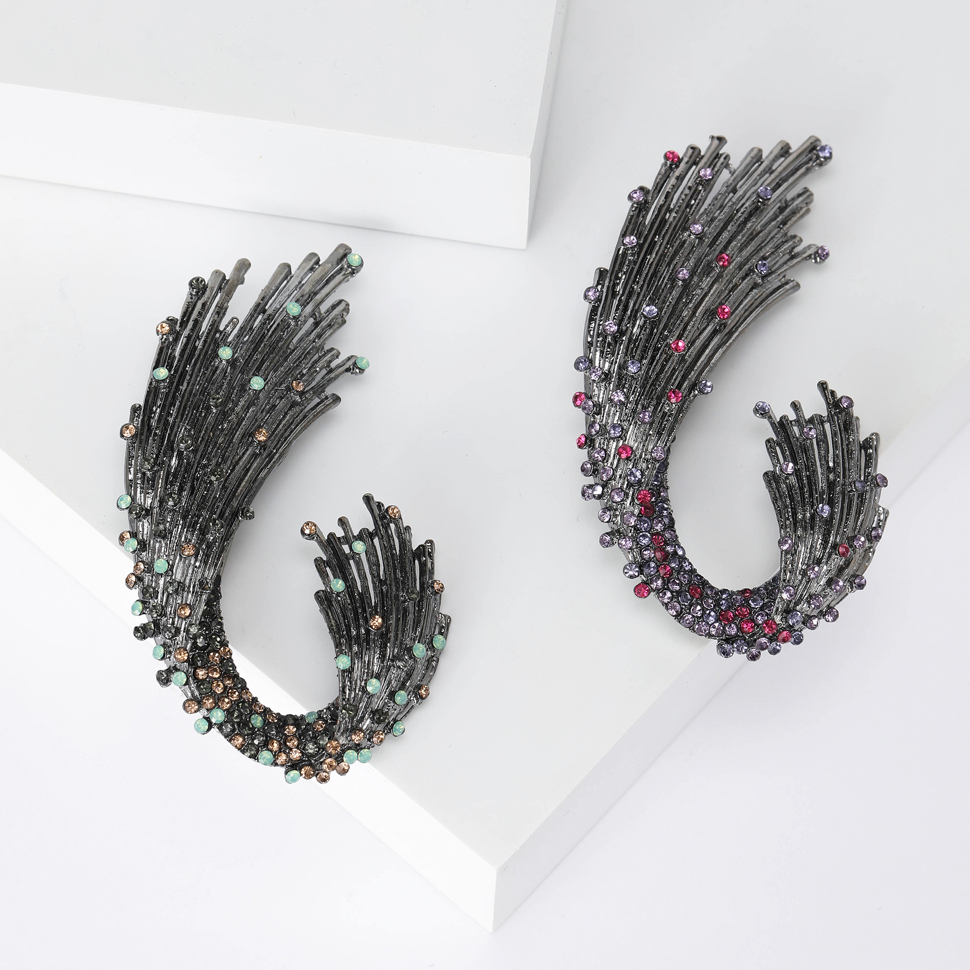 Exquisite Retro Metall Strass Welle Brosche Für Damen Schal Mantel_voghion.com