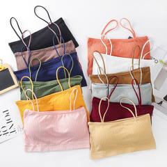 Cross-border supply source ribbed one-piece backless camisole seamless strap young girl student backless bra lady underwear