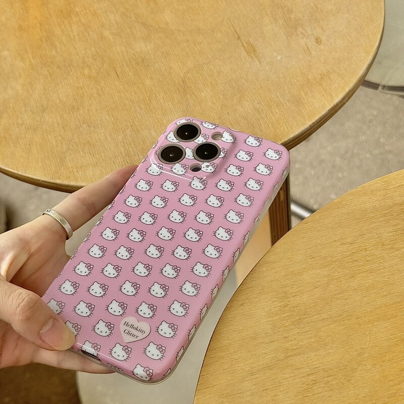Glitter Original Cute Hellokitty Mobile Phone Case Y2K Sexy Kt Cat Silver Edge Large Hole Frosted Back Panel Im