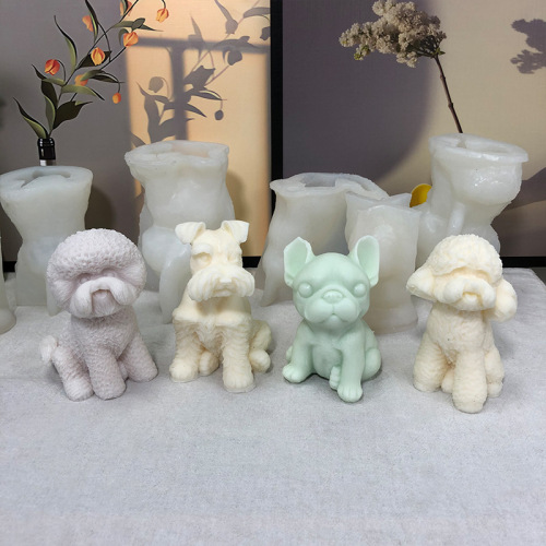 Serena Bichon Frize Puppy Scented Candle Diffusing Stone Silicone Mold DIY Teddy Dog Plaster Mold Ornament